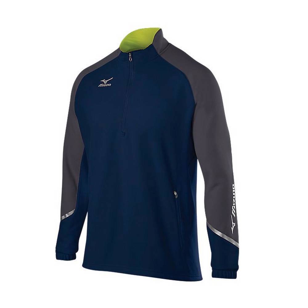 Moletom Mizuno Elite 1/2 Zip - Homem - Azul Marinho/Cinzentas - KRDQZ3510